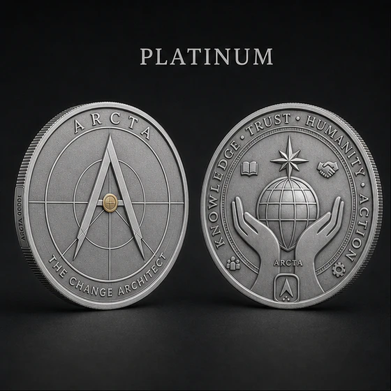 Platinum ARCTA coin obverse and reverse